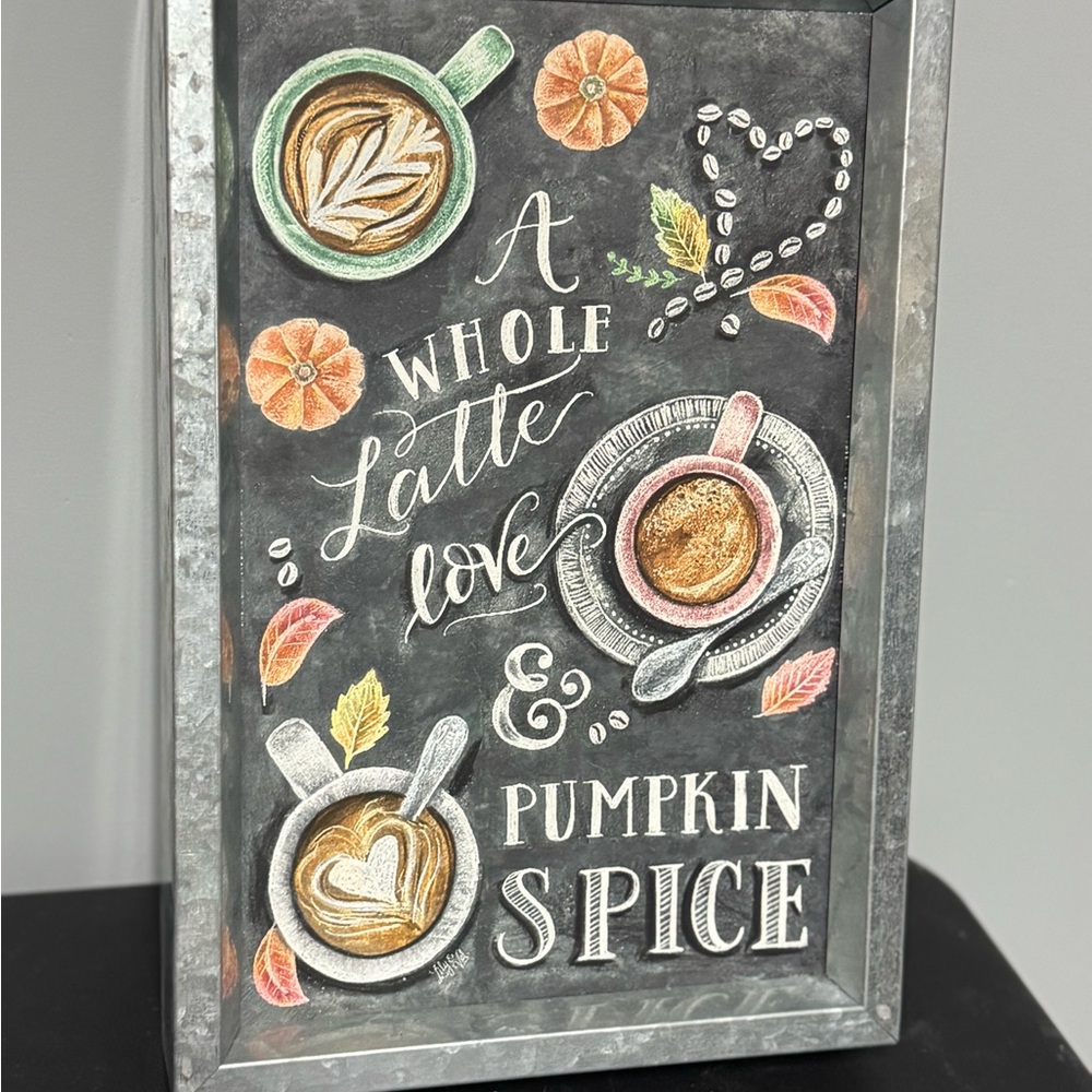 Hobby Lobby Pumpkin Spice Latte Wall Art - Gray and Orange
